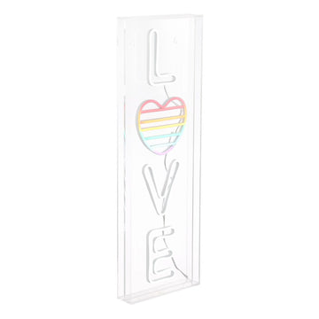 LOVE 8" X 24" Contemporary Glam Acrylic Box USB Operated LED Neon Light - JONATHAN Y